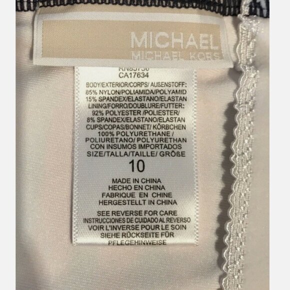 MICHAEL KORS NAVY RED STRIPE ONE PIECE SWIM BATHING SUIT WOMENS SIZE 10 BANDEAU - Picture 9 of 11